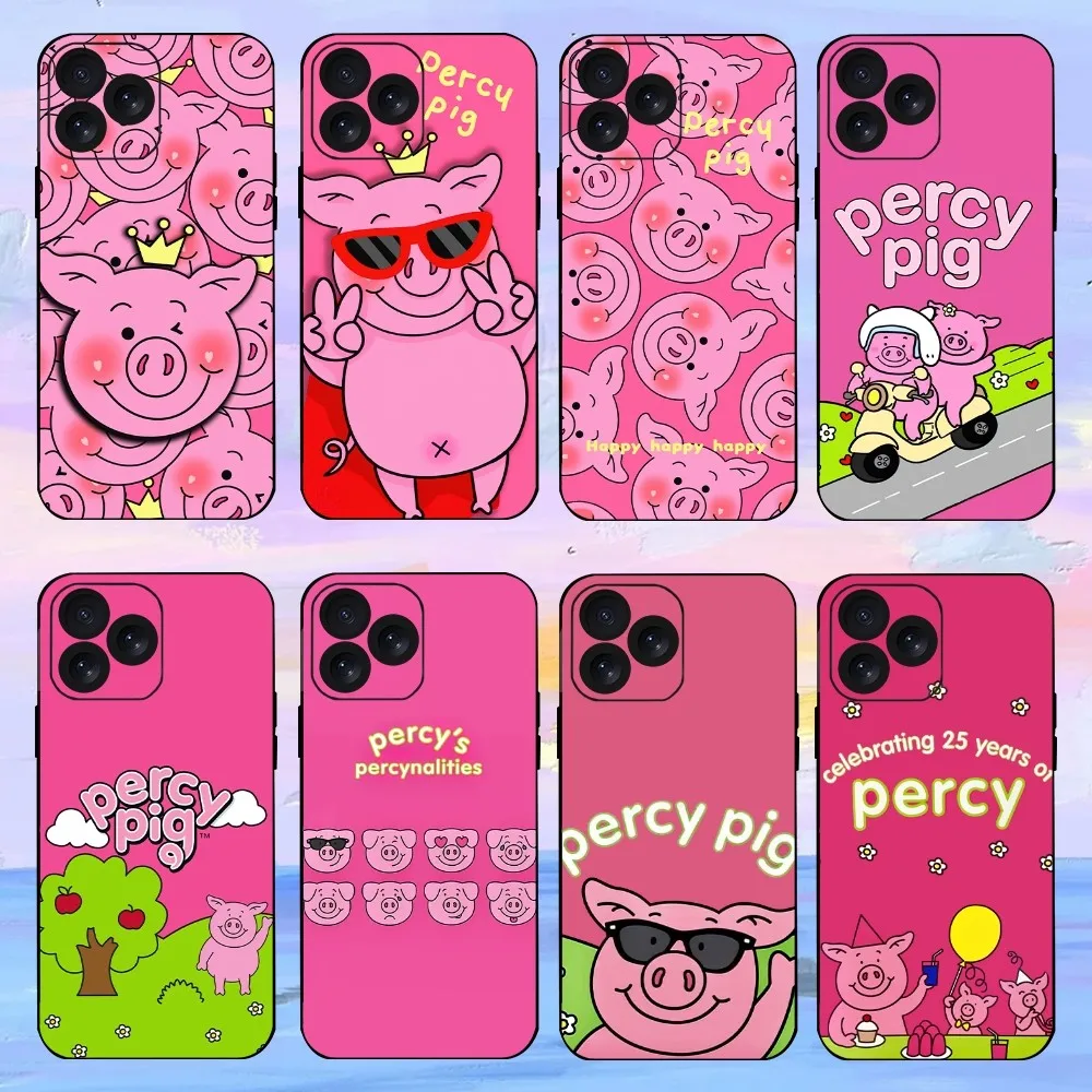 Cartoon P-Percys Pig Phone Case For iPhone 15 14 13 12 11 8 Mini Xr Xs X Xsmax Pro Max Plus Shell