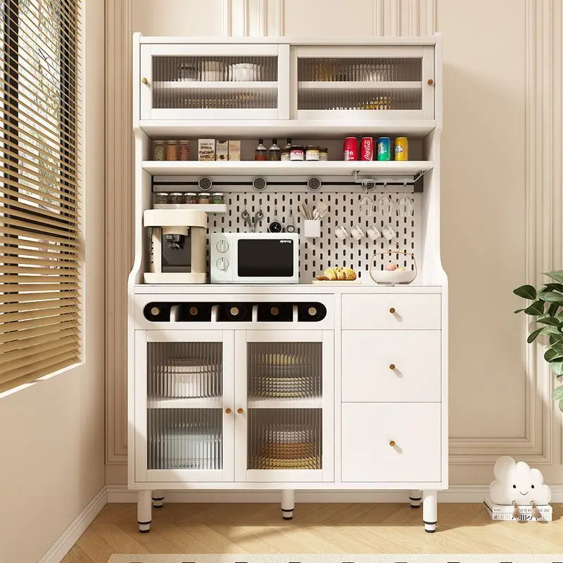 Durable solid wood sideboard, living room storage, kitchen, microwave oven, storage sideboard, small apartment, with feet agains