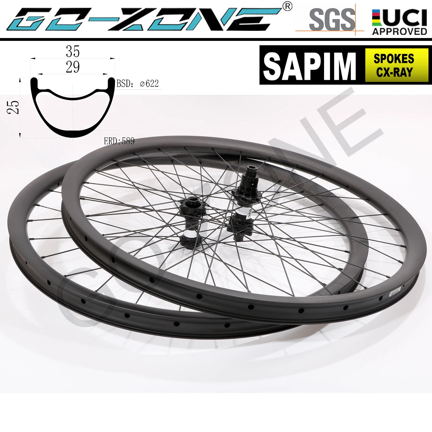 Carbon MTB Wheelset 29 XC/AM CustomizeTubeless Thru Axle / Quick Release / Boost 35x25mm UCI Quality Sapim Mountain Bike Wheels