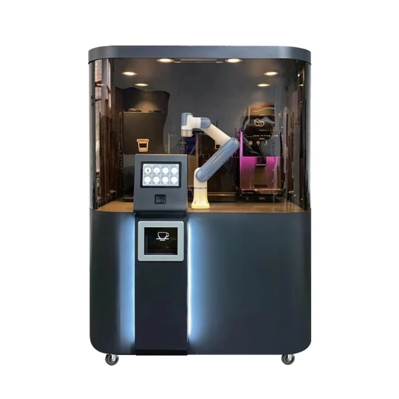 Airport Robotic Arm Coffee Vending Machine Self Service Touch Screen Multiple Drinks Automatic Shopping Mall Business Center