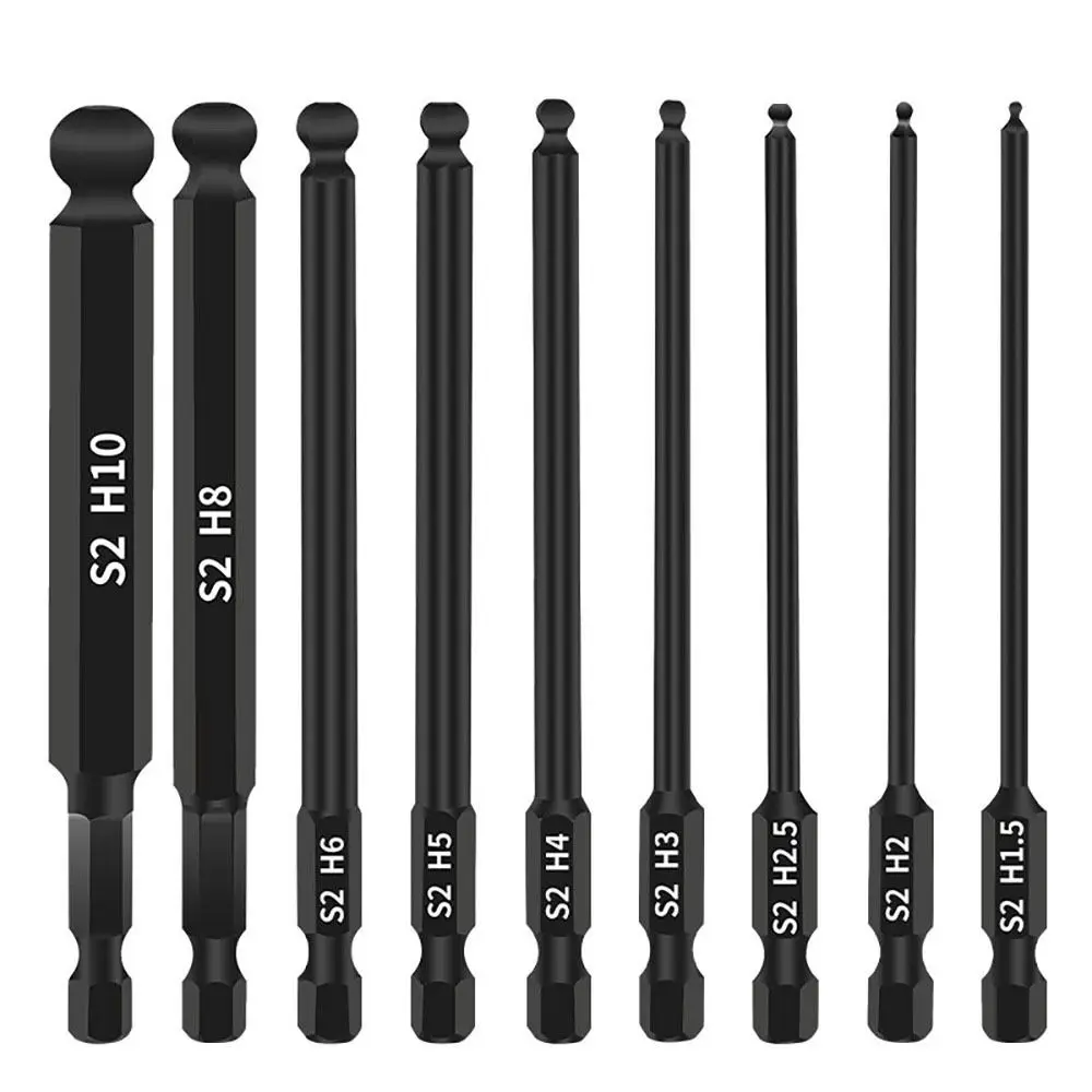 

Magnetic Ball End Screwdriver Bits 1/4 Inch Hex Shank Professional Allen Wrench Drill Bit Alloy Steel 100mm Screwdriver Bit Set