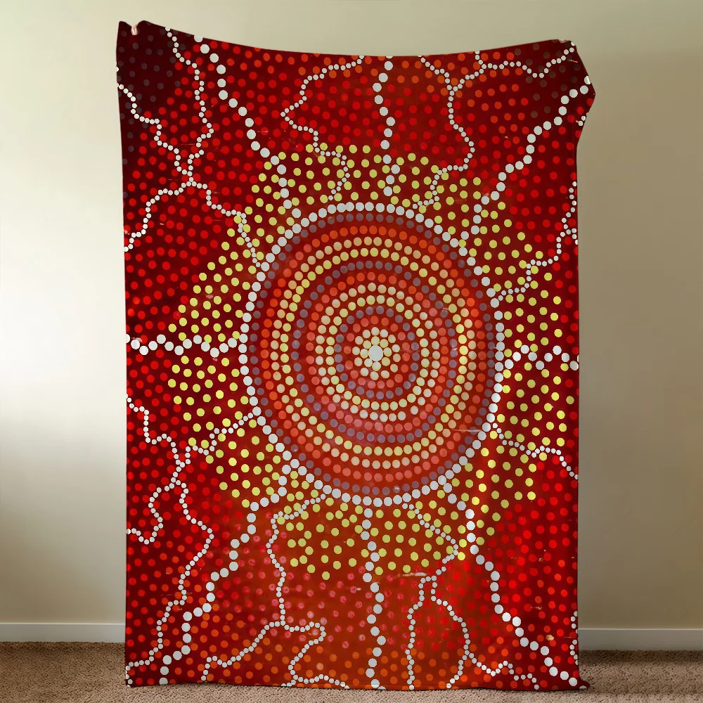 Australian Aboriginal Art Creative Blanket Throw Super Cosy Plush Living Room Sofa Couch Childish Birthday Gifts