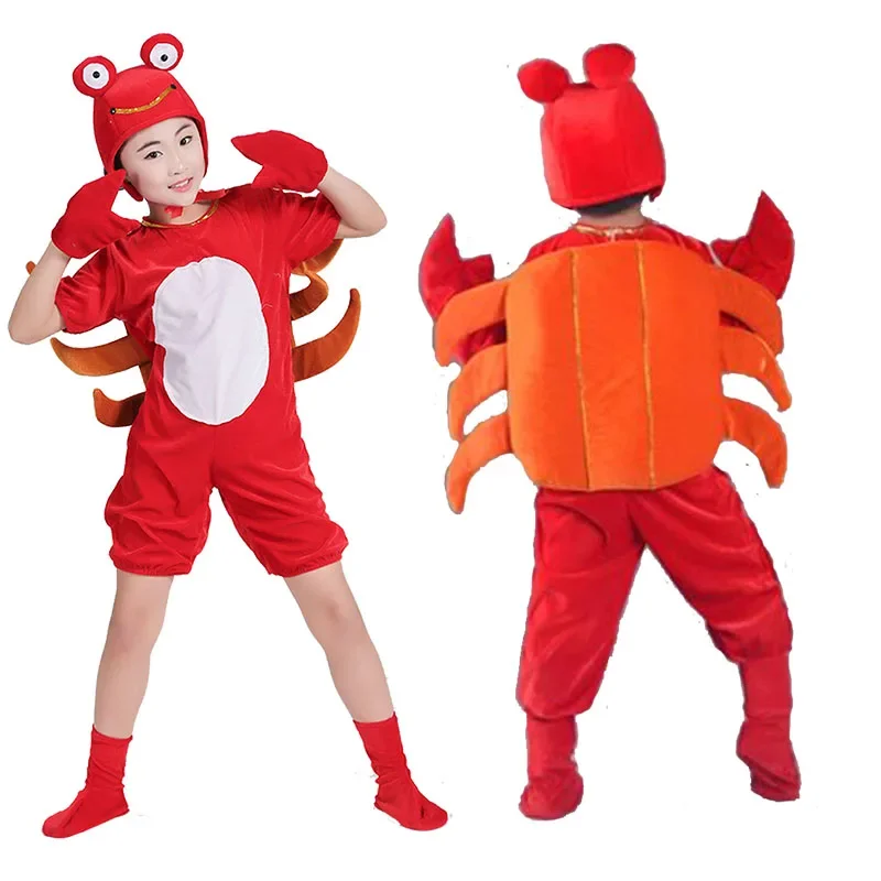 Children Kid Halloween Party Cosplay Cartoon Crab Lobster  Costume Clothing Jumpsuit hat shoes For Boys Girls