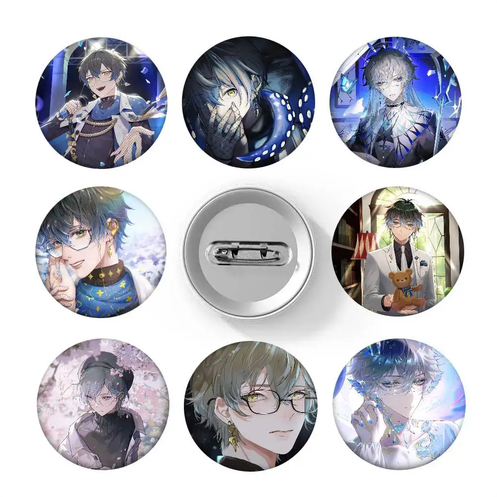 Anime Virtual Idol Ike Eveland Round Badge Lapel Pin Backpack Clothing Jewelry Accessories Gift Brooch