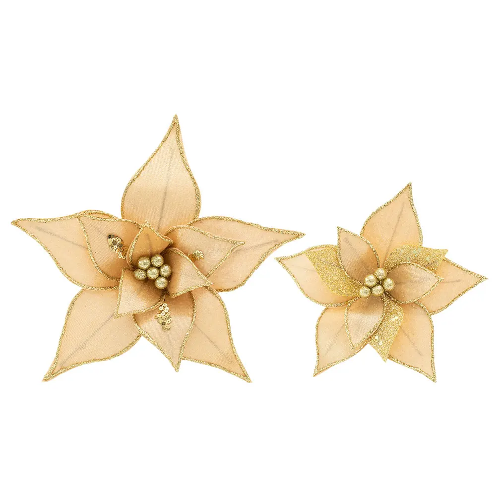 

2 Pcs Christmas Decorations Simulated Flower Crafts Novel Xmas Flowers The Home