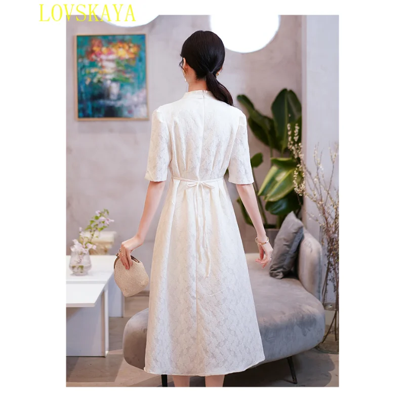 Summer New Chinese Traditional Retro Button Improved Edition Cotton Slim Fit Short sleeved Robe Chinese Style Fantastic Dress