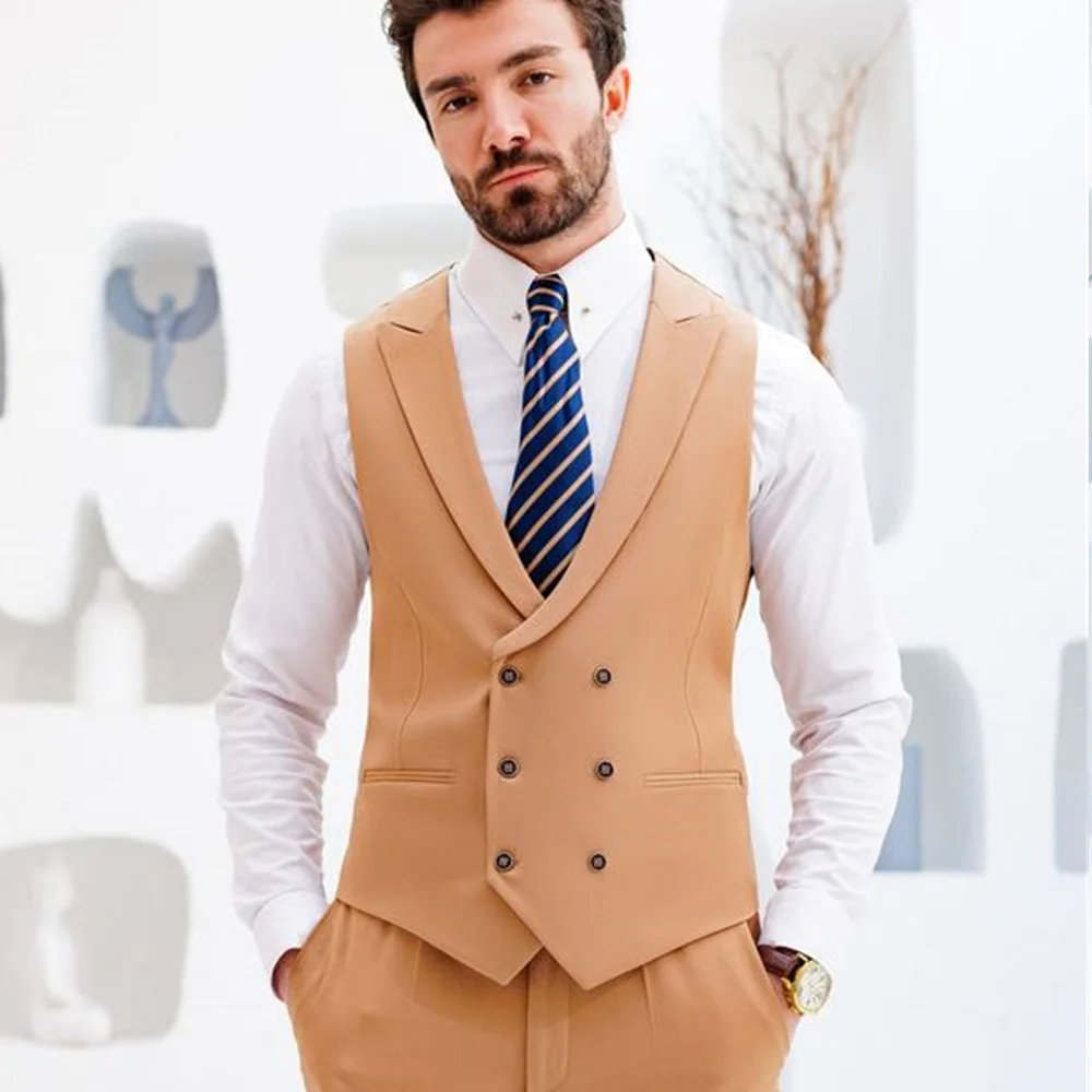 

Mens Suit Vest Notched Lape Double-Breasted Slim Fit Mens Gilet 2024 Orange Prom Wedding Dress Male Clothing 여름 조끼