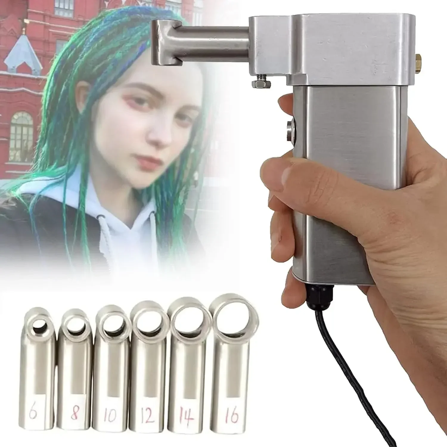 Dreadlocks Machine with 6 Replacement Head,Dreadlock Maker Machine,Electric Dreadlock Maker for Loc,Can Be Directly Work on Head