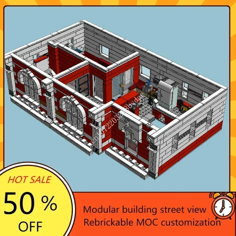 Brandweerkazerne Brandweer MOC Model Creatieve StreetView Puzzel Verjaardag Assemblage Speelgoed Cadeau voor Architectuur Kerstcadeau