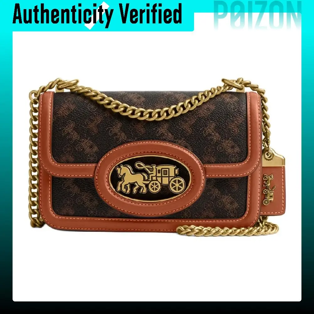 COACH Hero Coated Canvas Crossbody Bag, Shoulder Bag Small Women's Truffle With Amber CAS83-B4TXN