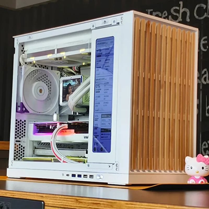 G600 Itx Case Matx lado de madera maciza transparente 360 refrigerado por agua con pantalla secundaria juego de deportes de escritorio chasis de Host portátil