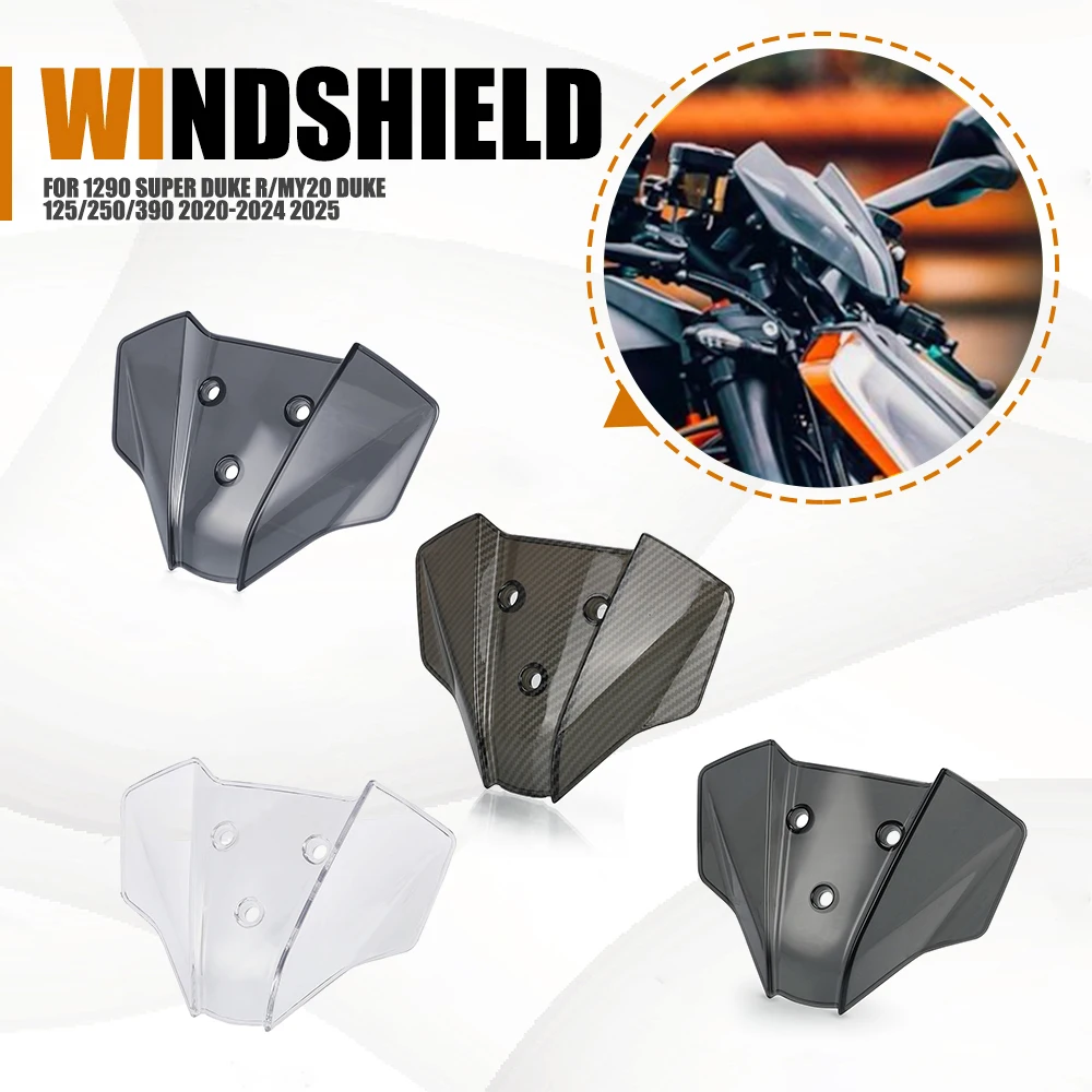 

Motorcycle Windshield Flyscreen Wind Screen Deflector Cover Protector For 1290 Super Duke R/MY20 Duke 125/250/390 2020-2024 2025