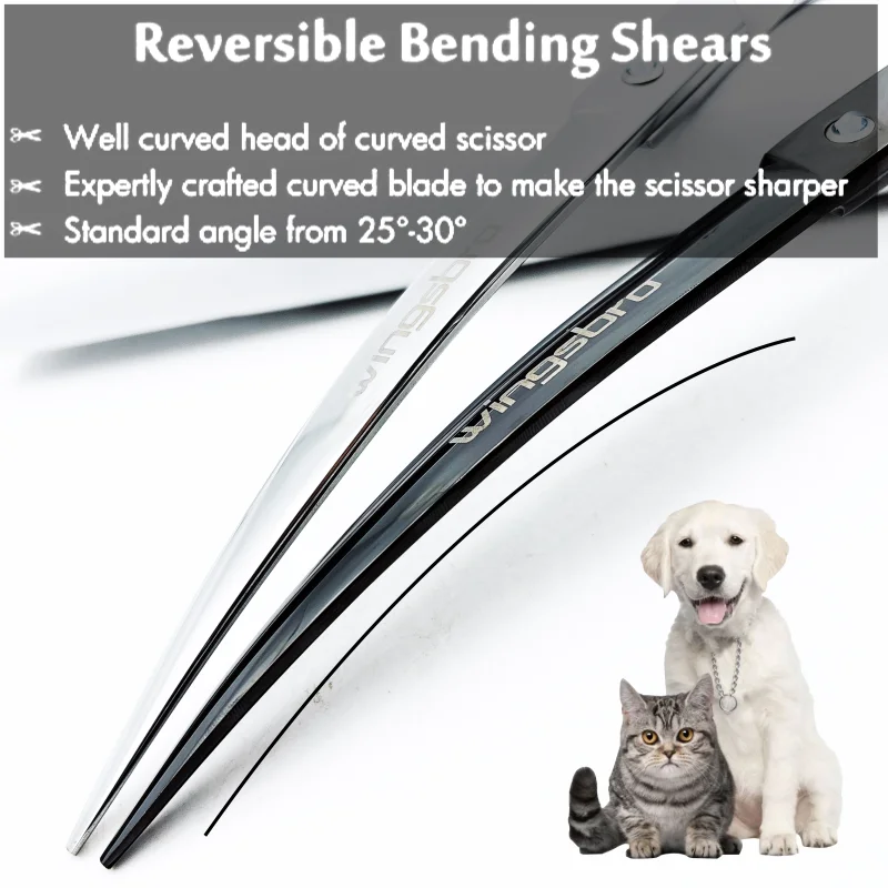 Wingsbro 9 Zoll Professionelle Tierpflegeschere, Tierhaarschere für Hunde, Gebogene Hundepflegeschere – Detail 3