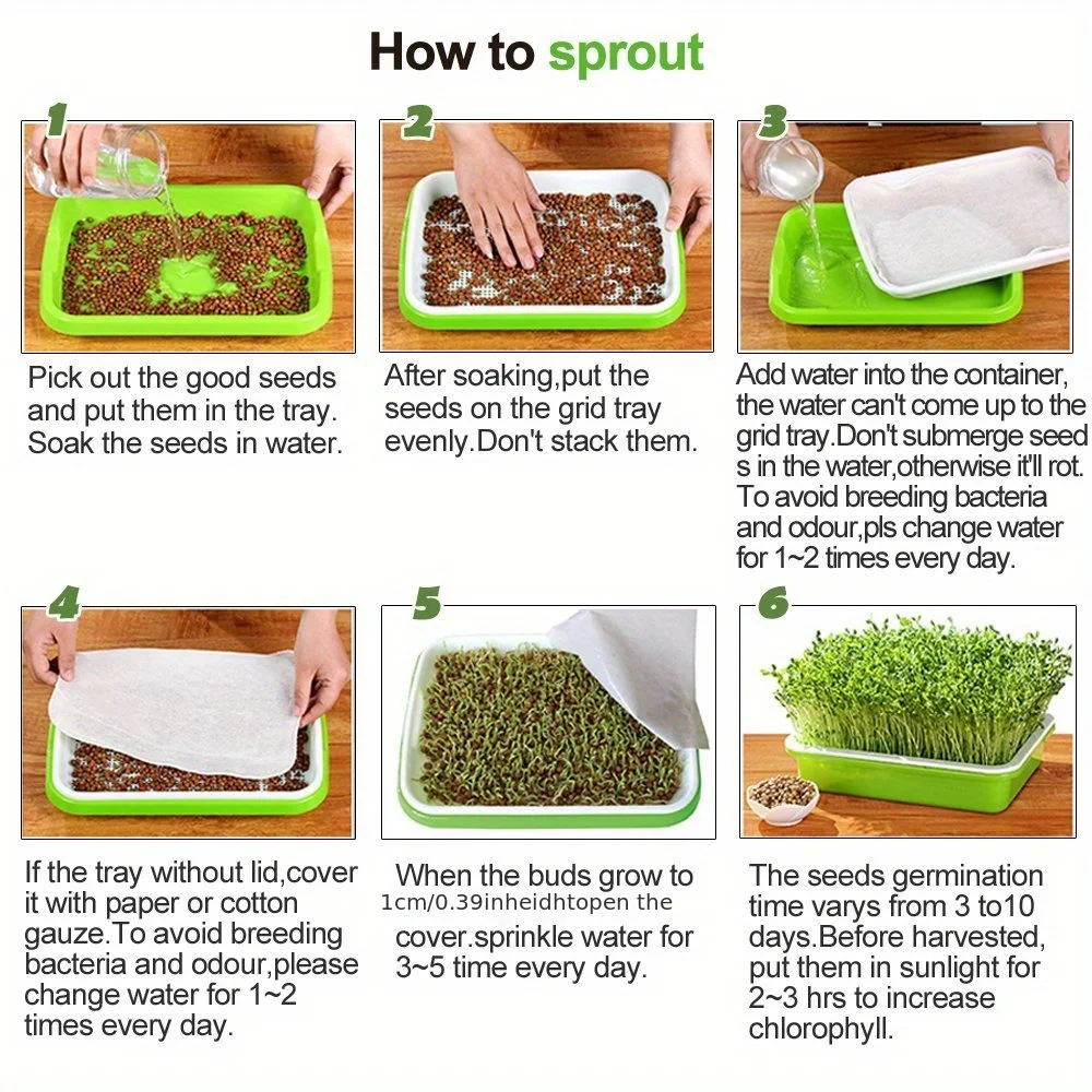 صينية إنبات البذور بدون تربة لزراعة شتلات الحديقة ونمو أداة زراعة براعم الفاصوليا النباتية #5