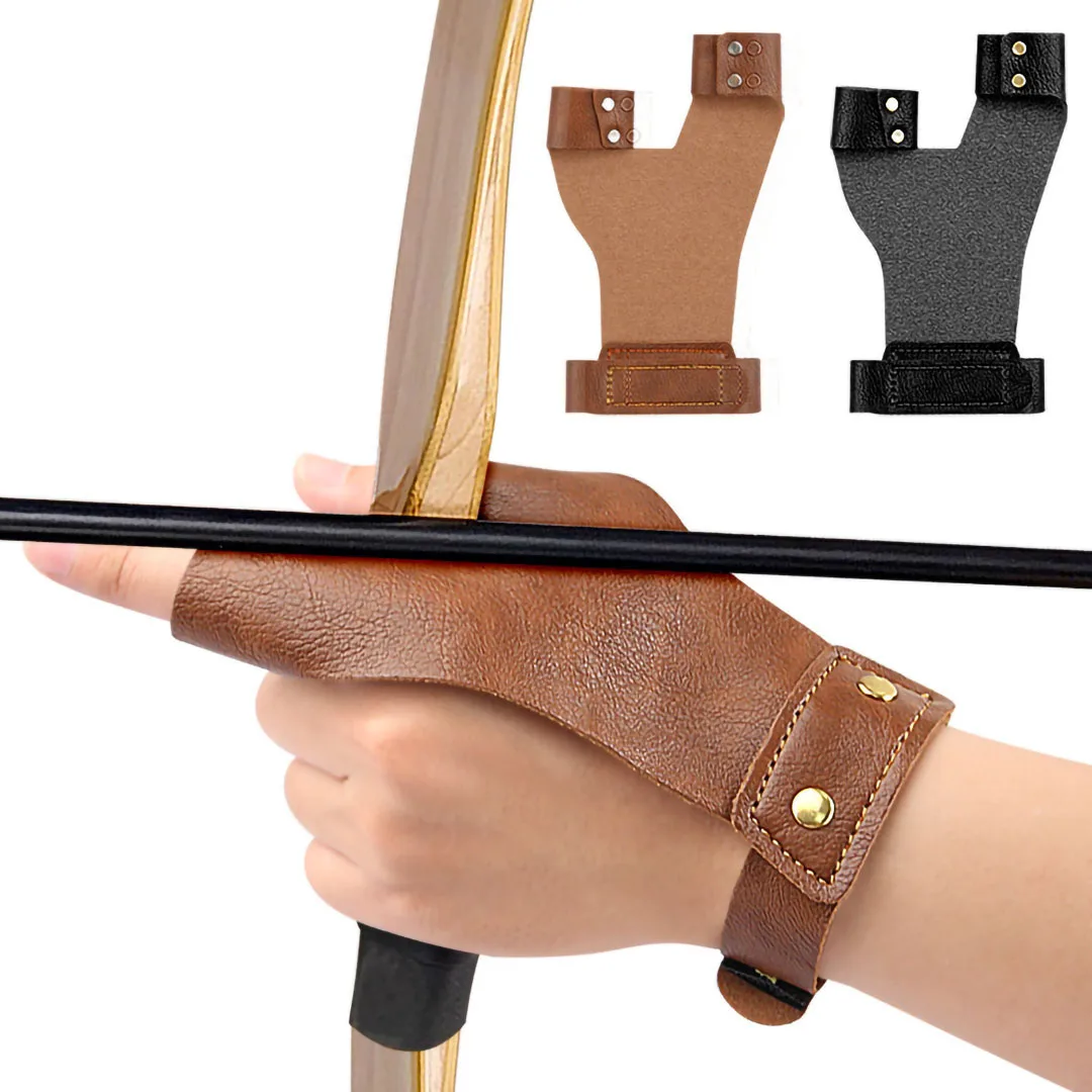 

Bow Arrow Guard Traditional PU Bow Handguard Outdoor Archery Shoot Glove Hand Guard Finger Protector Archery Glove Protecti