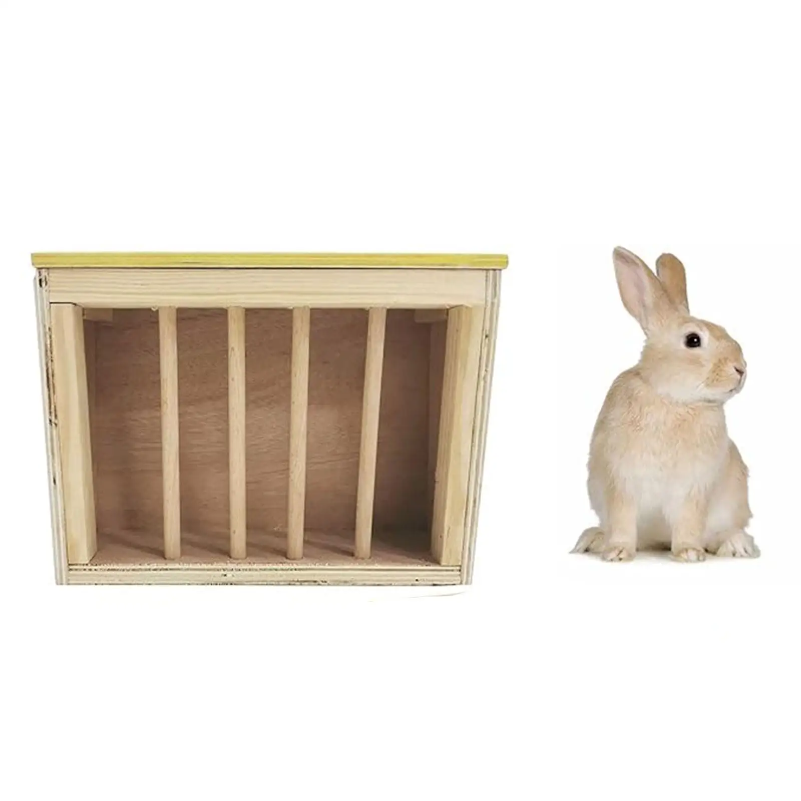 Wood Rabbit Hay Feeder Rack Minimizing Waste Container Rabbit Food Dispenser for Chinchilla Small Animals Guinea Pig Hamster