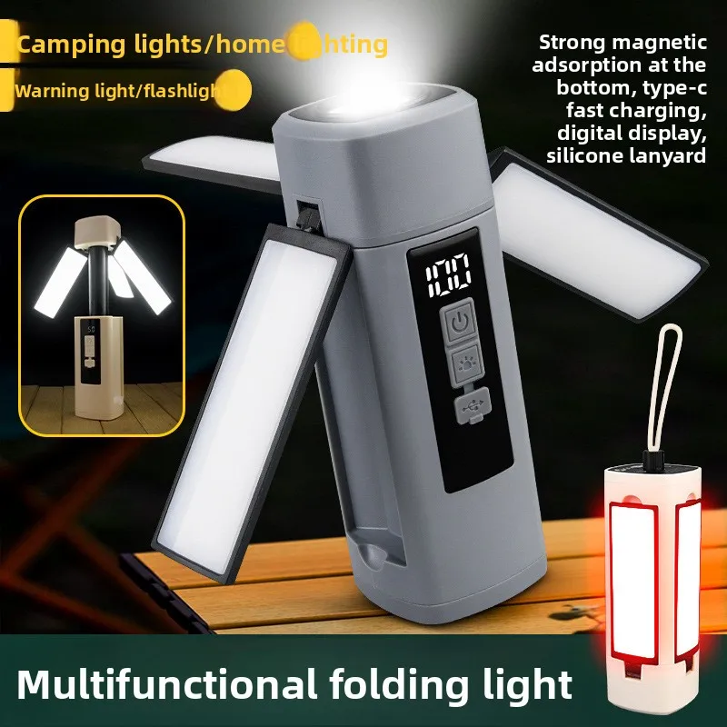2026 Multi-function Retractable Camping Light Foldable Storage Outdoor Hanging Lamp Multi Soft Light Tent Recharge Light