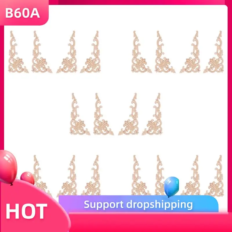 

B60A 20Pcs European Floral Craft Furniture Decorative Carved Applique Wood Modern Wall Frame Corner Door