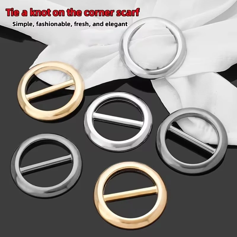 2PCS Scarf Ring Clips Waist Buckle Clip T-Shirt Tie Pin Clip for Women Fashion Metal Circle Buckle for Clothes Hat Belt Decor
