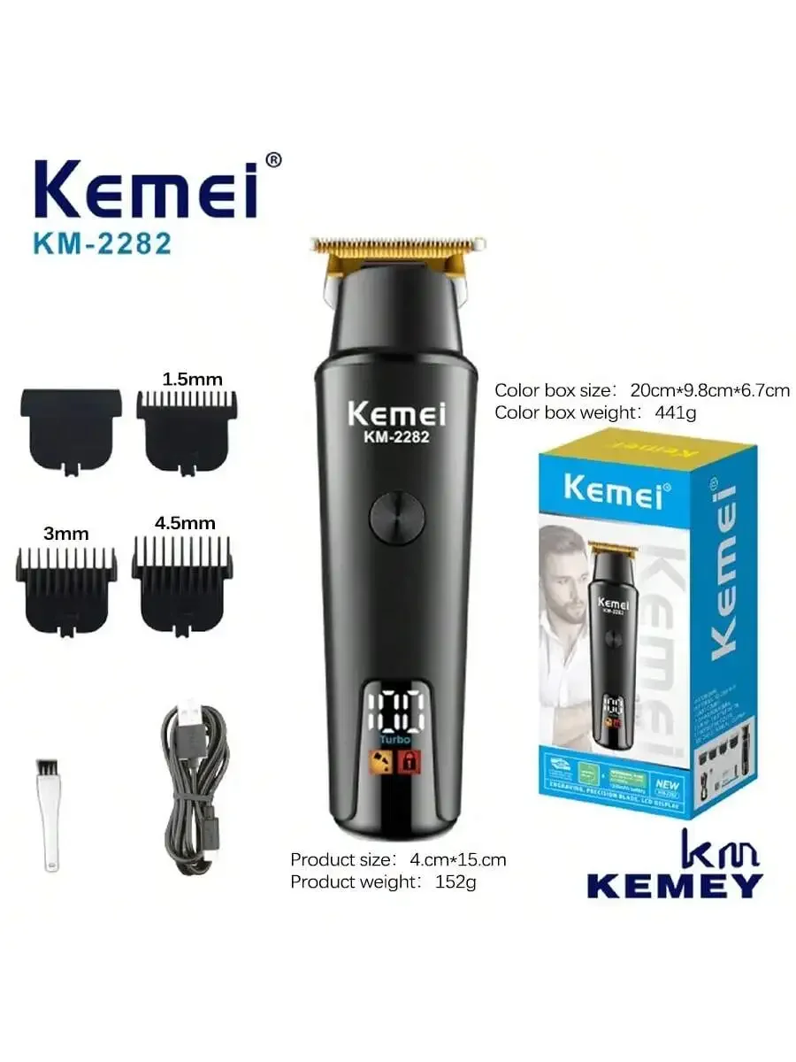 

USB Man Cordless Professional Hair Cutter Kemei km-2282 LCD Electric Rechargeable Hair Trimmers Clippers Machine