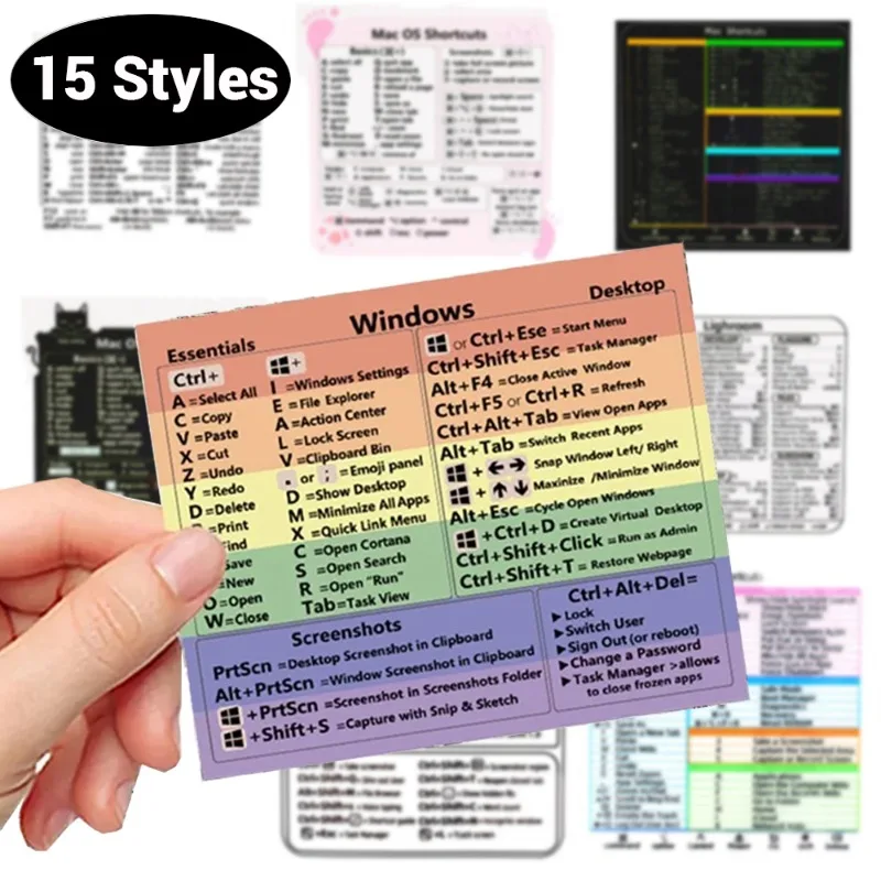 Computer Reference Keyboard Shortcut Sticker Adhesive for MacBook Air/Pro 13-16-inch Windows Rainbow Laptop Cheat Sheet Sticker