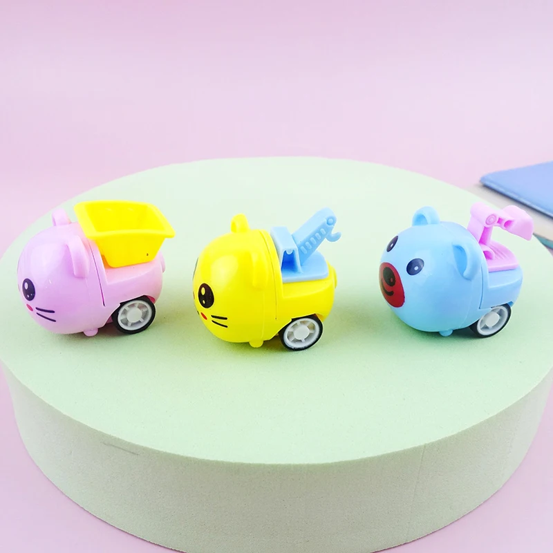 10Pcs Children's Puzzle Toys Cartoon Mini Cute Animal Pull Back Car Toys Funny Candy Colour Cars Kindergarten Kids Holiday Gifts