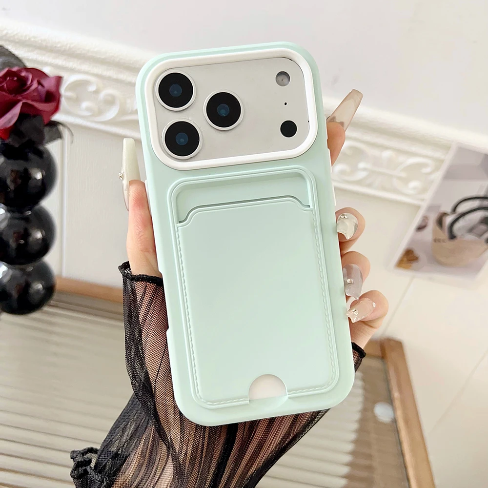 Stoßfeste Silikon-Handyhülle für iPhone 15 14 13 12 11 17 18 Pro Max Plus Schutz ID ATM-Kartentasche Abdeckung für iPhone 17pro – Detail 15