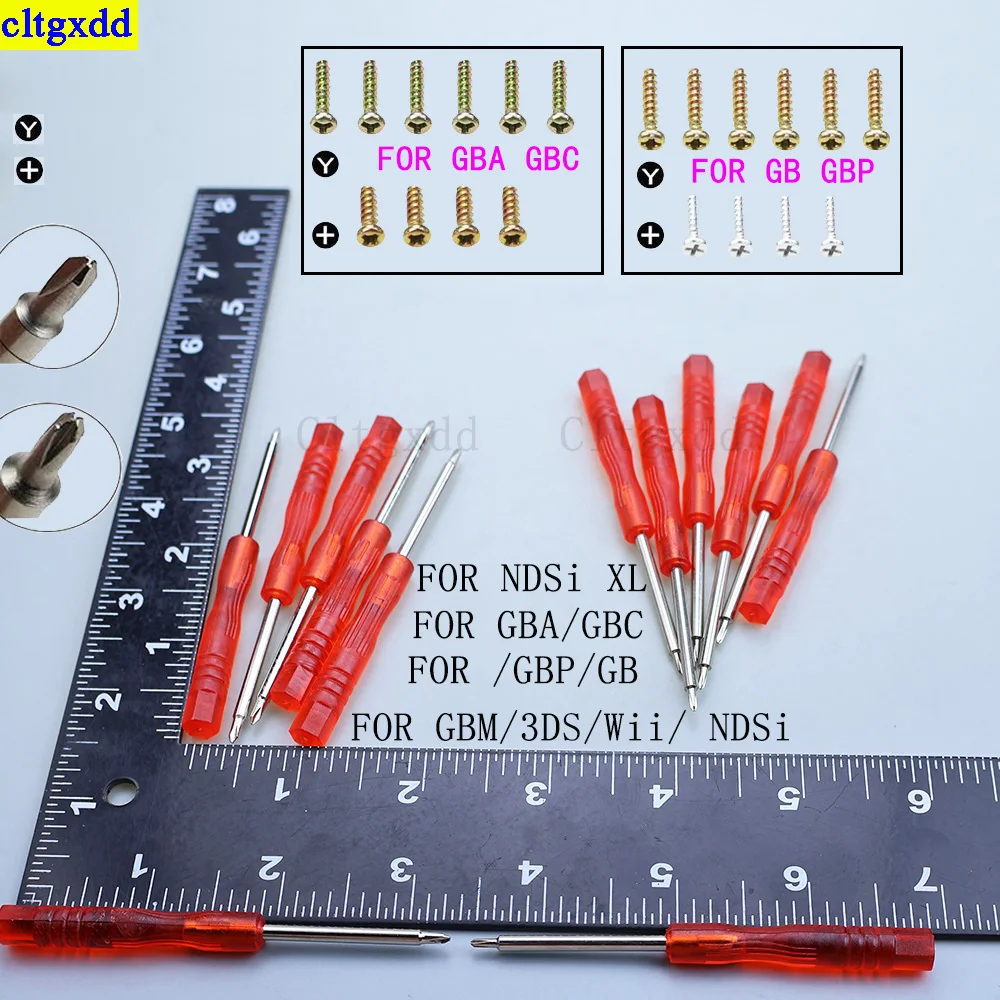 Cltgxdd 1 مجموعة ل PS4/PS5/PSP/PSV/GBA/GBC/GBA SP/GB/Wii مقبض أحمر الصليب مثلث مفك الصليب 1.5 Y2.0 المسمار