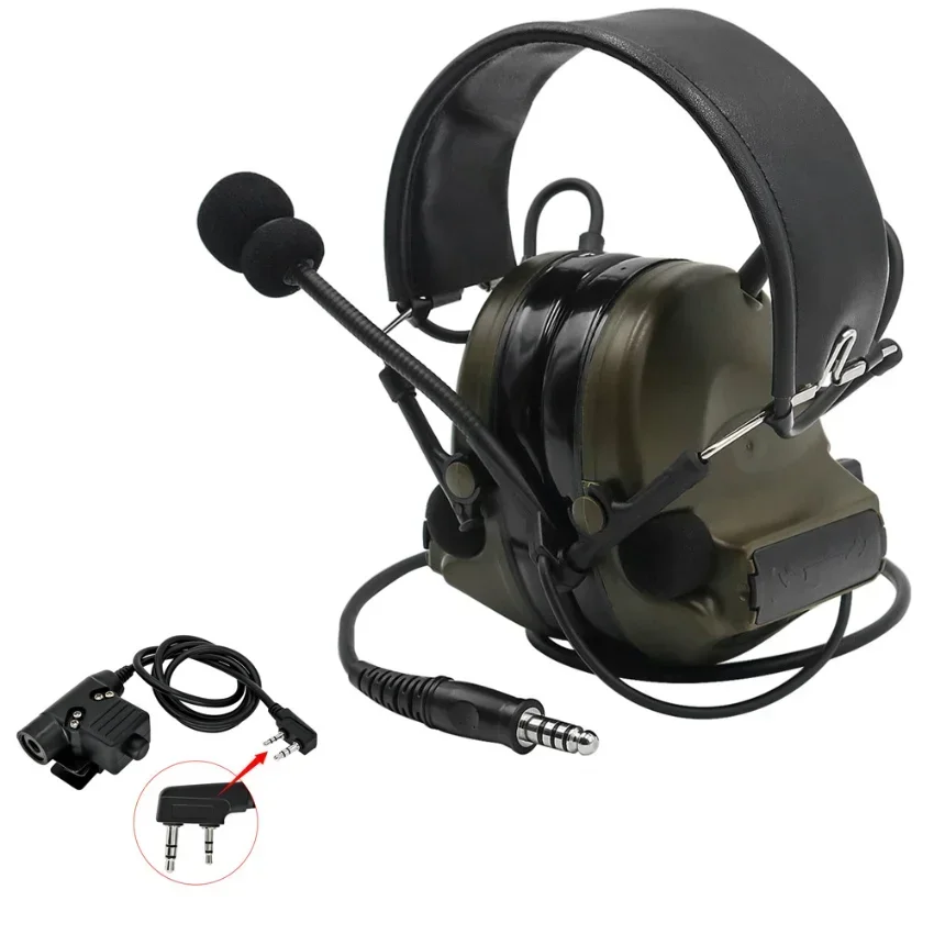 Tactical Headset Comtac II Hearing Protection Airsoft Shooting Headphone Sponge Version + U94 PTT for Baofeng Walkie Talkies