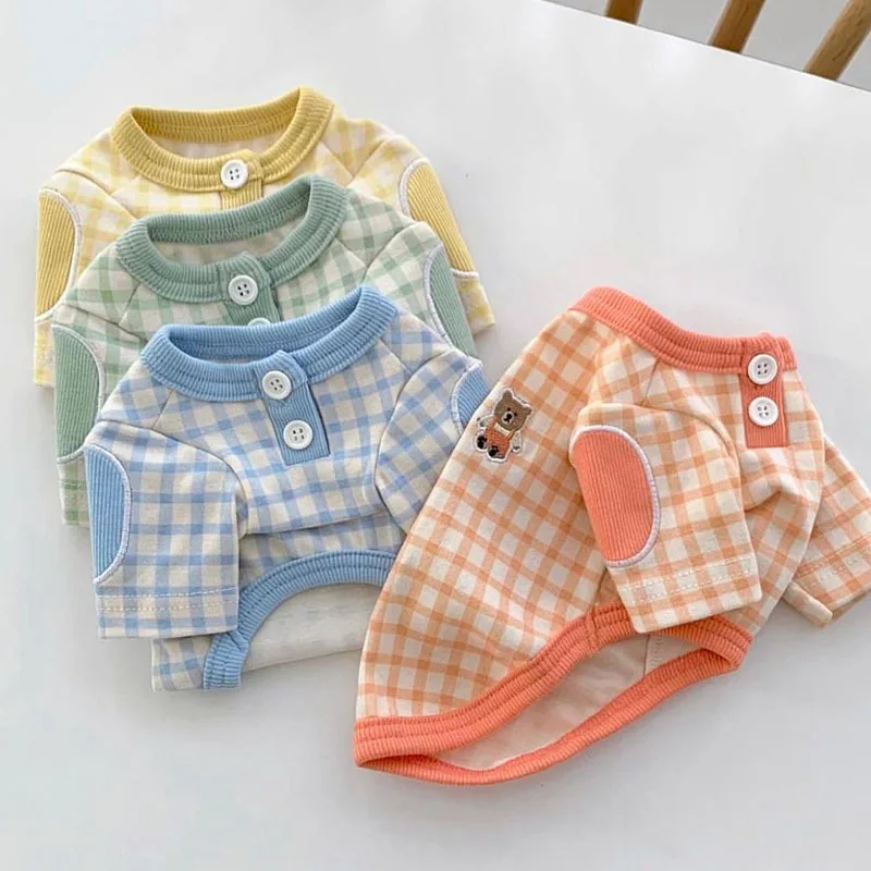 Pet Plaid T-shirt Teddy Bear Dog Base Shirt Marzis Yorkshire Shonauri Small Cat Dog Clothes Pet Hoodie Designer Dog Clothes