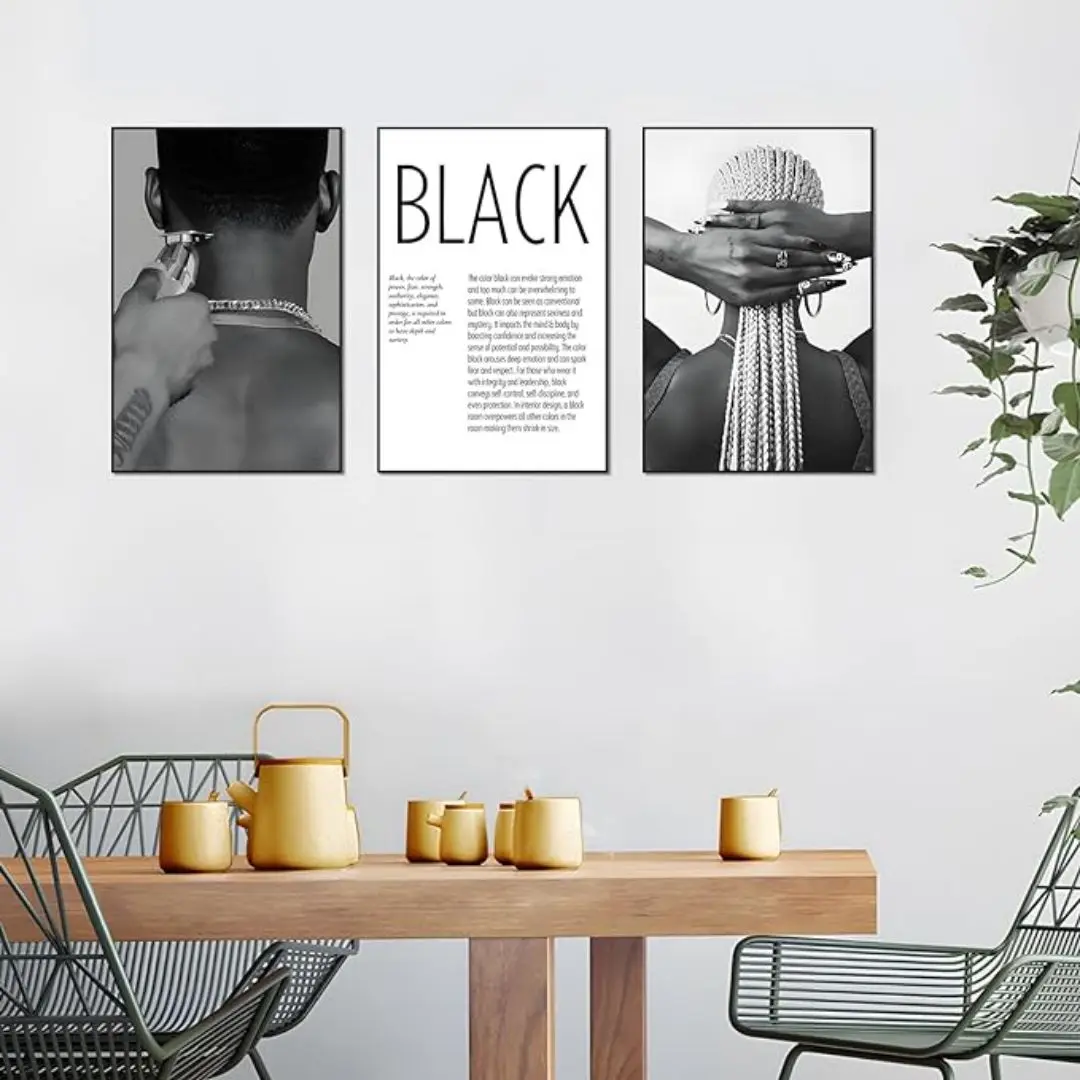 Black Hair Brown African American Girl Canvas Wall Art Fashion Modern Female Male Artwork For Bedroom Decor Party Gift No Framed