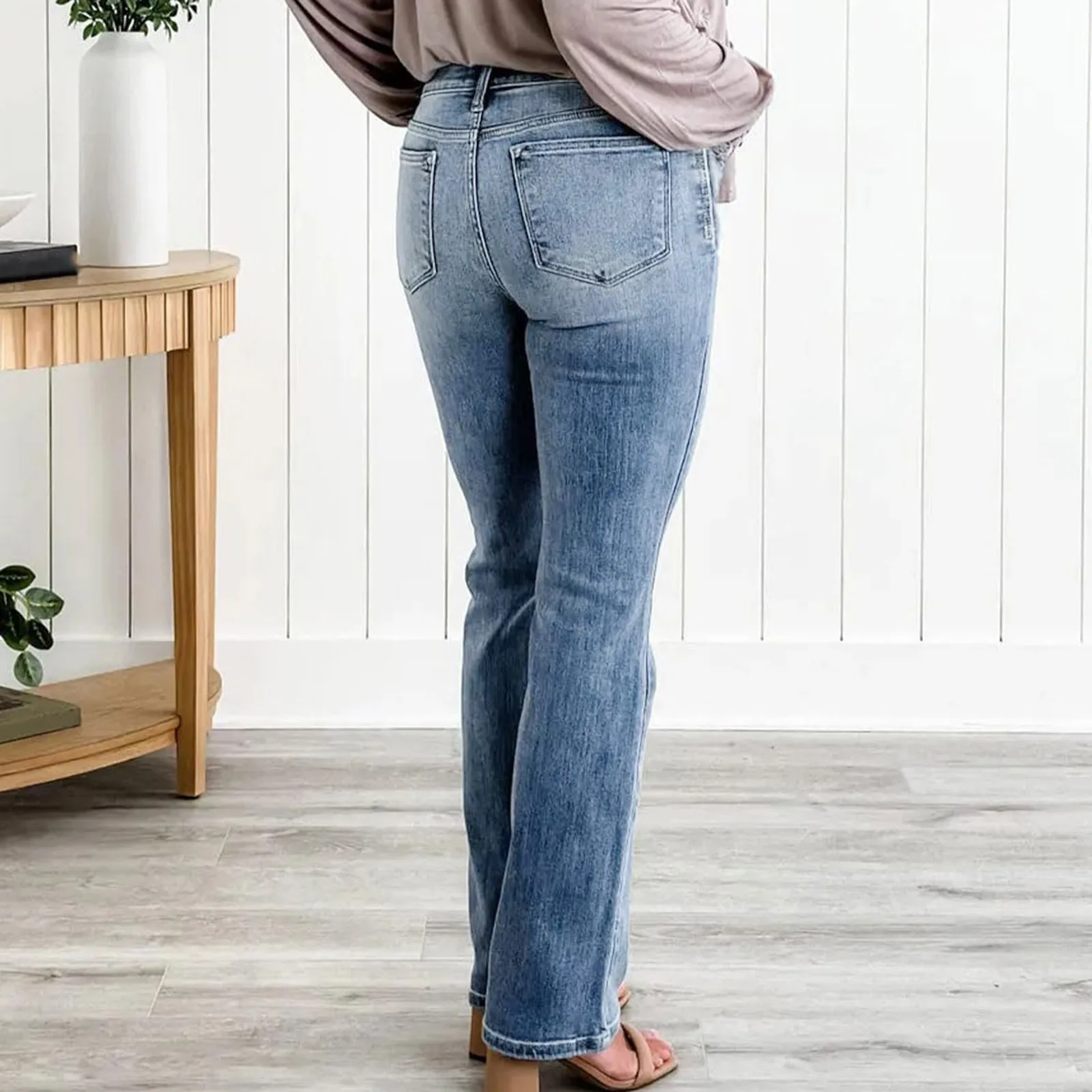 Damesmode Grote Maat Losse Hoge Elastische Nauwsluitende Micro-Uitlopende Jeans Broek Stretchy Classic Casual Denim Voor Dames