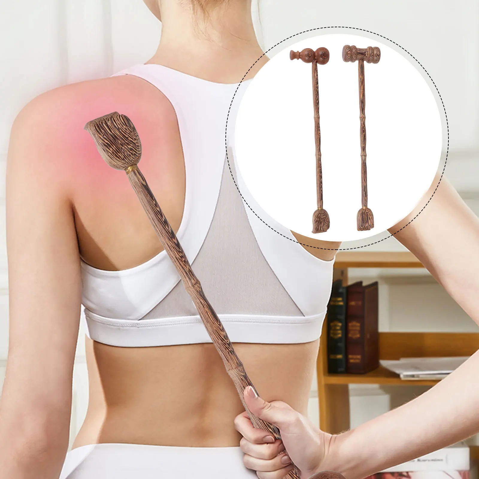 

2 шт., деревянный скребок для спины с двойной головкой, массажер для тела двойного назначения, ручной массажный молоток для расслабления мышц, массажер для тела двойного назначения