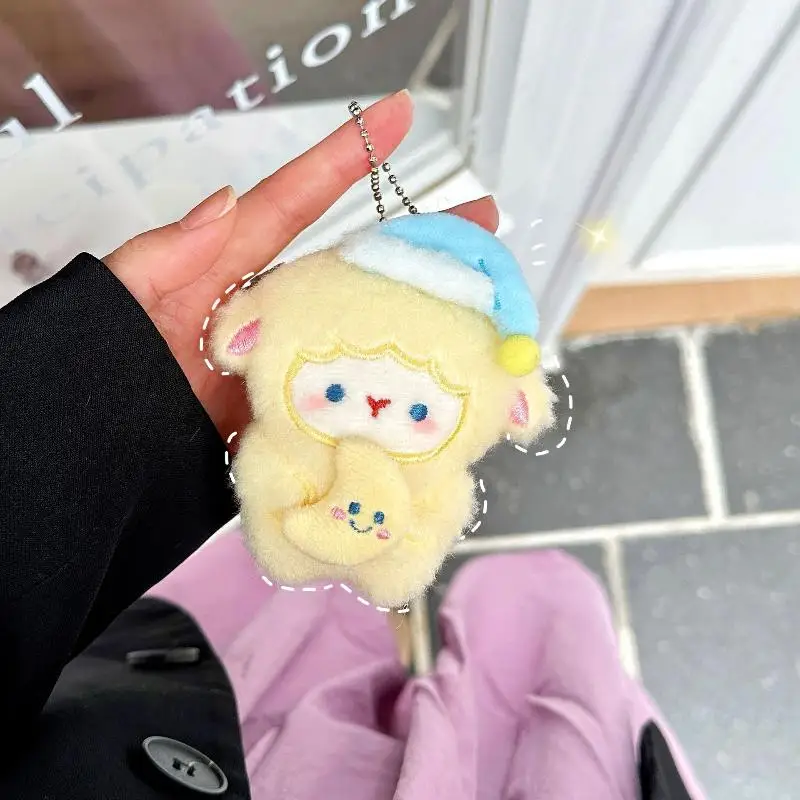 Cute Soft Plush Lamb Keychain Fluffy Sheep Bag Charm Key Ring Christmas Gift for Girls Kids Teens Women Holiday Stocking Stuffer