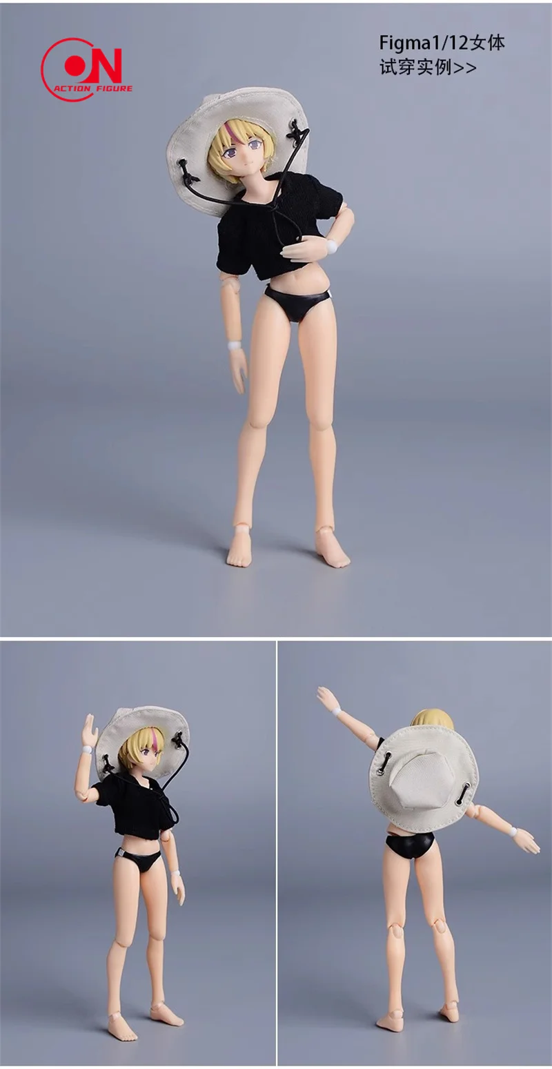 ATStory 1/12 Beach Round Gentleman Hat Abbigliamento Accessori Modello Fit 6 "Maschio Femmina Action Figure Body Dolls