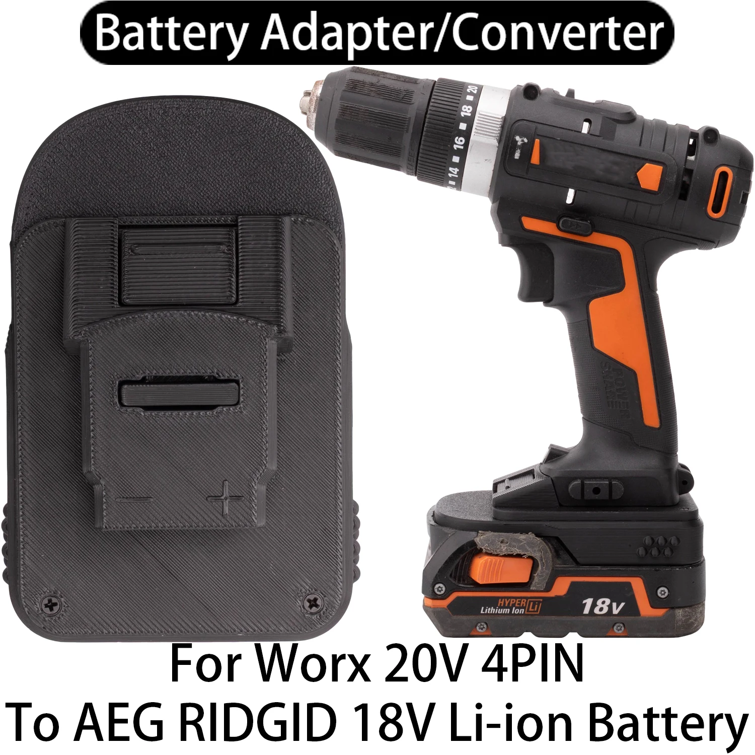 Battery Adapter Converter For Worx 20V 4PIN Li-ion Tool To AEG RIDGID 18V Li-ion Battery Adapter Converter Power Tool Accessory