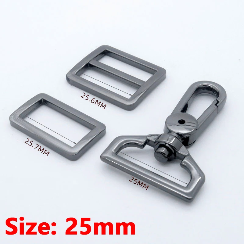 Cloxy 1 Set 25-38mm Metall-Gürtelschnallen-Set D-Ring Rechteckige Schiebeschnalle Drehbarer Hakenverschluss Taschenriemen-Zubehör – Detail 12