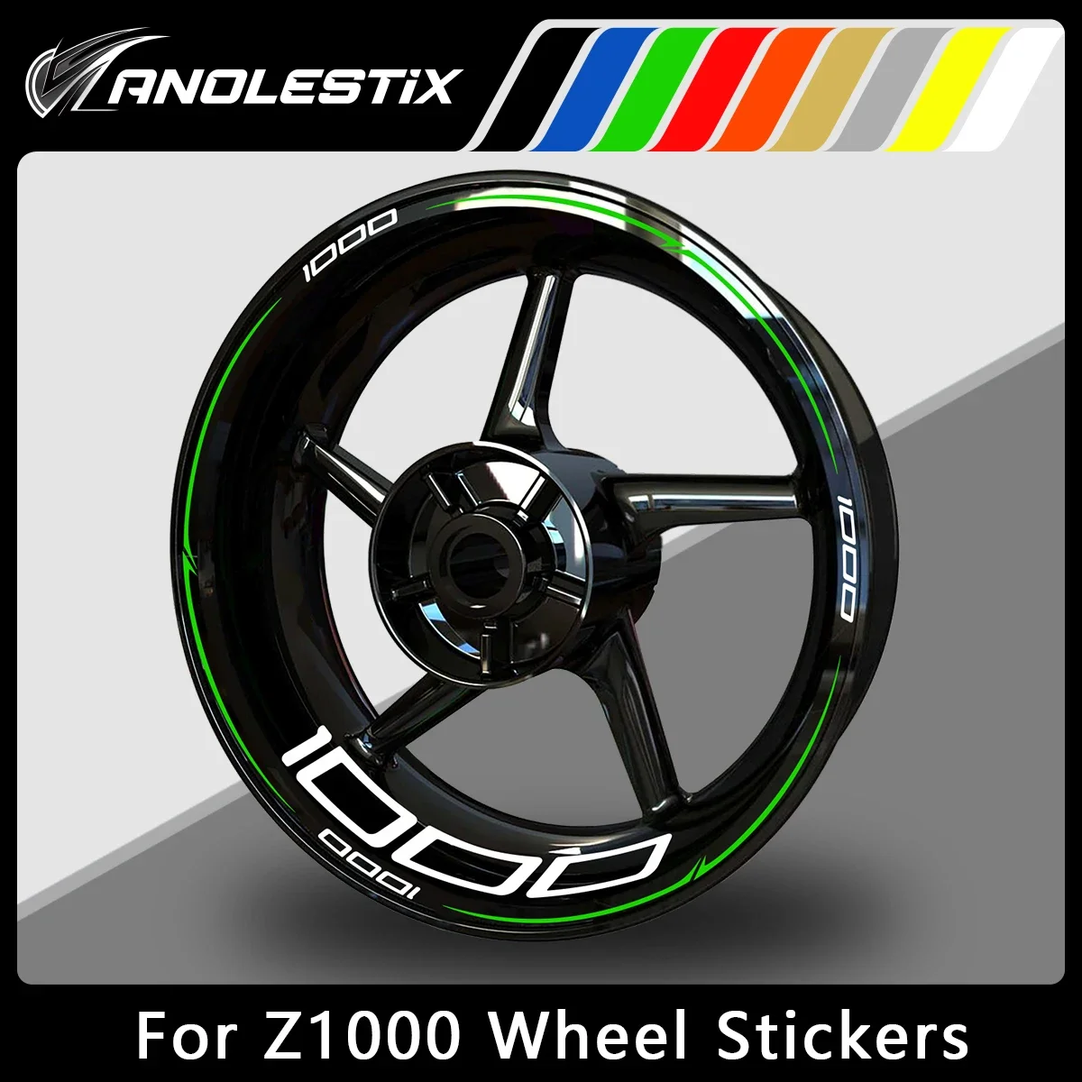 AnoleStix Reflective Motorcycle Wheel Sticker Hub Decal Rim Stripe Tape For Kawasaki Z1000