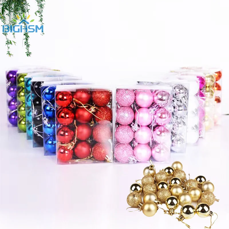24pcs Christmas Ball Ornaments Shatterproof Christmas Ornaments Set Decorations For Xmas Tree Balls 3cm 1.18 Inch