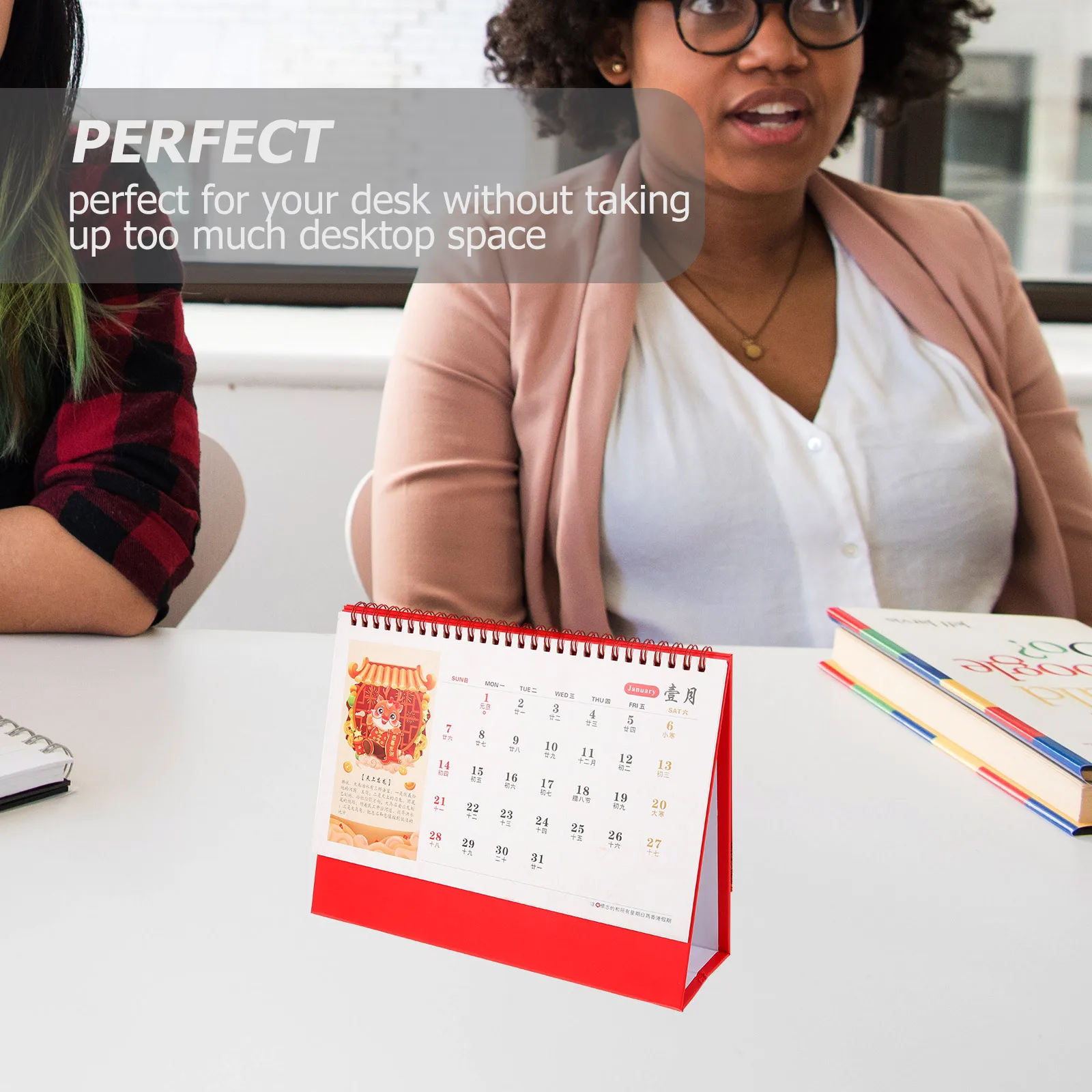 

2024 Table Calendar Chinese Style Desktop Organizer Stand Up Calendar for Daily Planning Office Study Room Decoration