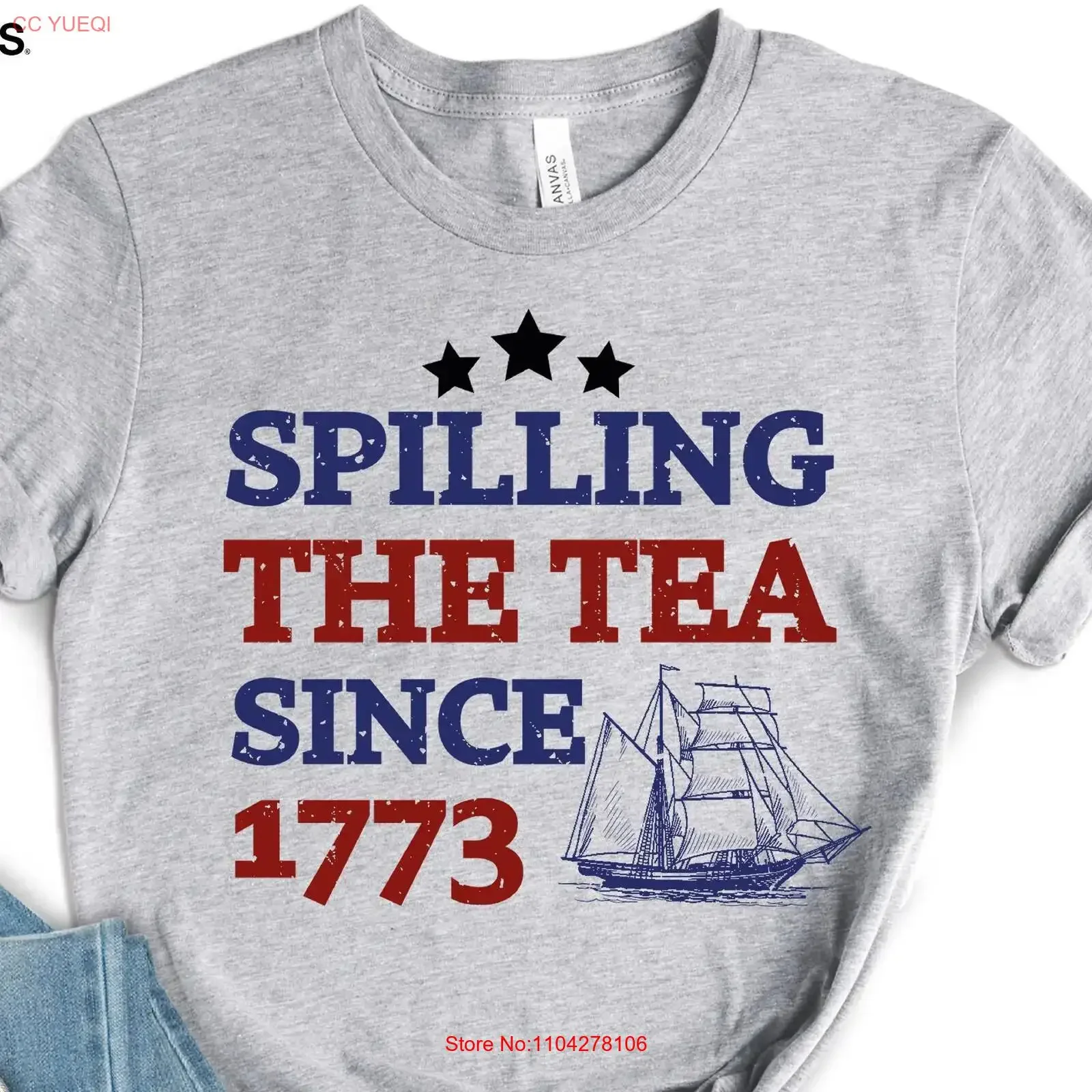 Spilling The Tea Since 1773 T Shirt 4th of July Independence Day Patriotic Tops Veterans America USA vintage Washed Breathable