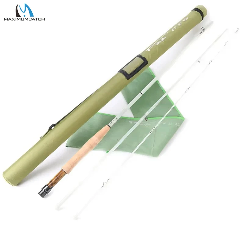 MAXIMUMCATCH Fiberglass Fly Rod 7ft/8.5ft 3-6WT Transparent Fiberglass Moderate Fast Action Fly Fishing Rod for Smooth Casting