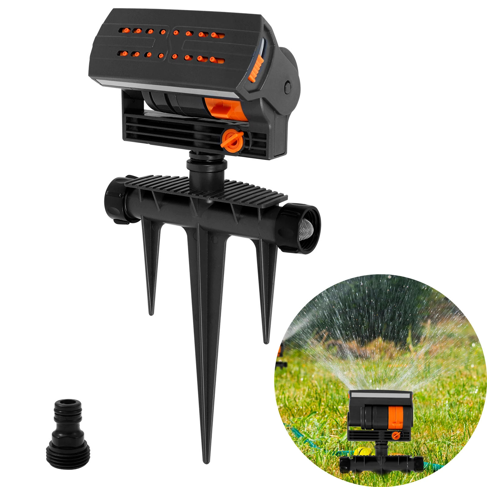 

16 Hole Lawn Water Sprinkler Uniform Watering Oscillating Grass Sprinkler with Adjustable Spray Filter Garden Grass Irrigation