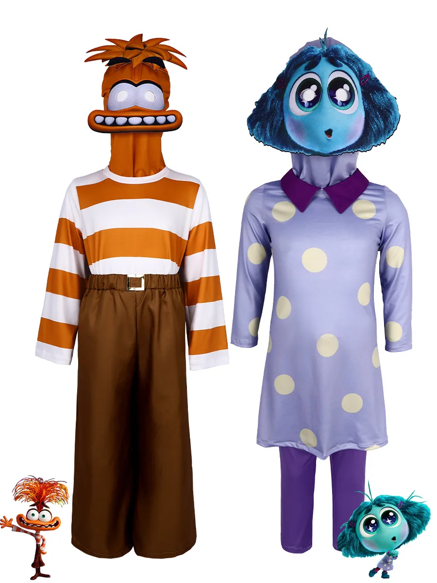 NewAnime Movie Inside Out Joy Cospaly Costume Joy Anger Fear Cos Outfits For Adult Kids Halloween Stage Performance Costume