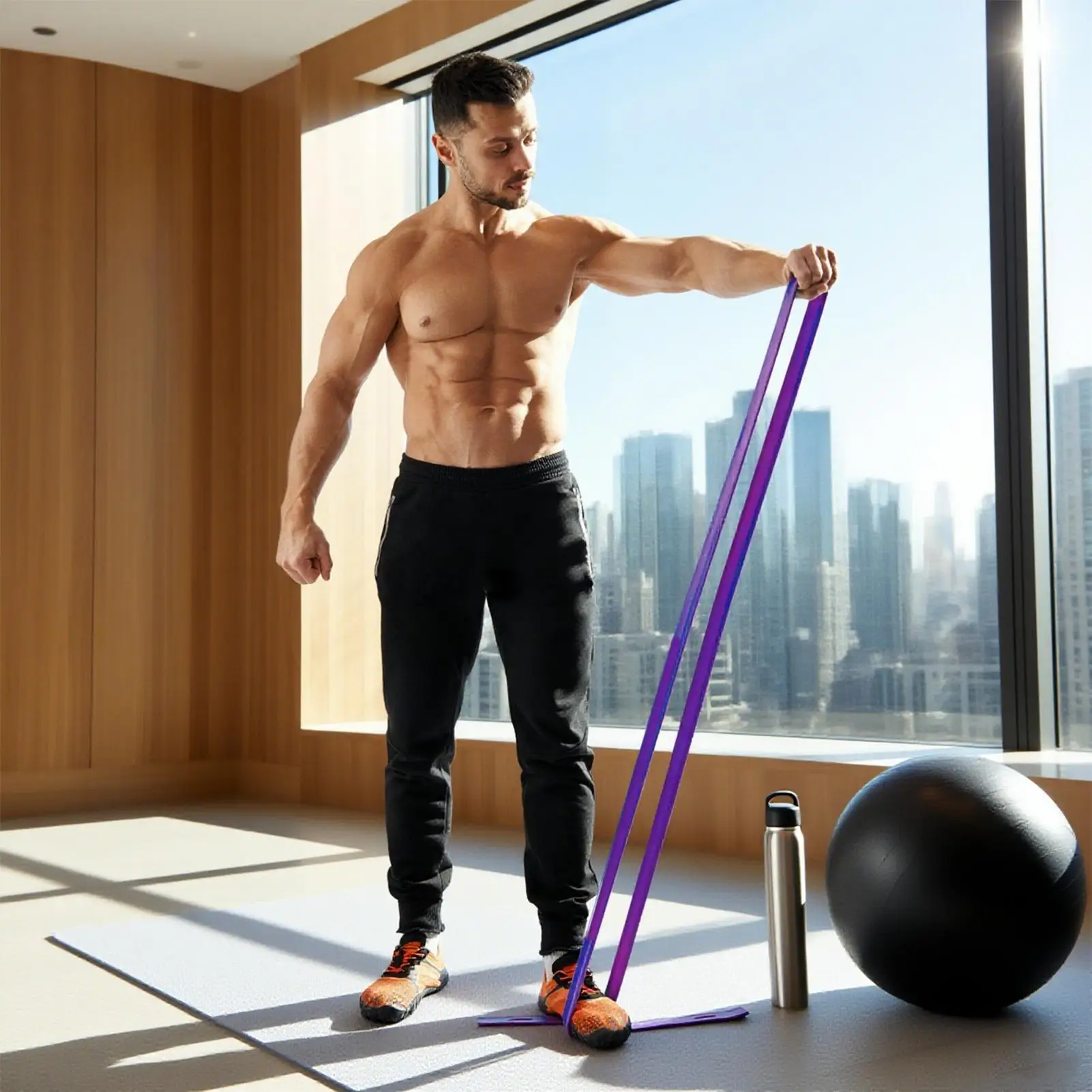 Resistance Bands For Working Out 4 Pieces Yoga Straps For Stretching Muscle Training Belt For Home Apartment Hotel Office Travel