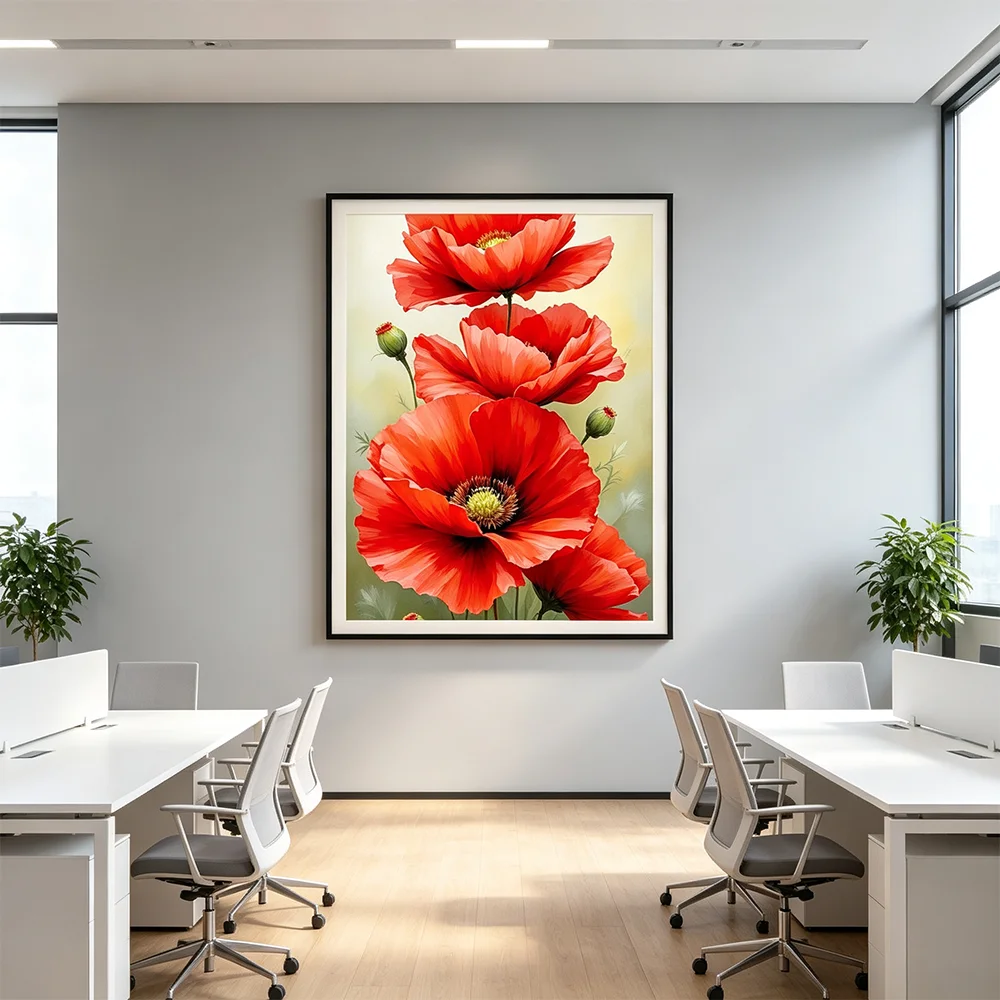 Red Poppy Flowers Posters Frameless Wall Art Canvas Prints Floral Modern Paintings Home Decor Pictures for Living Room