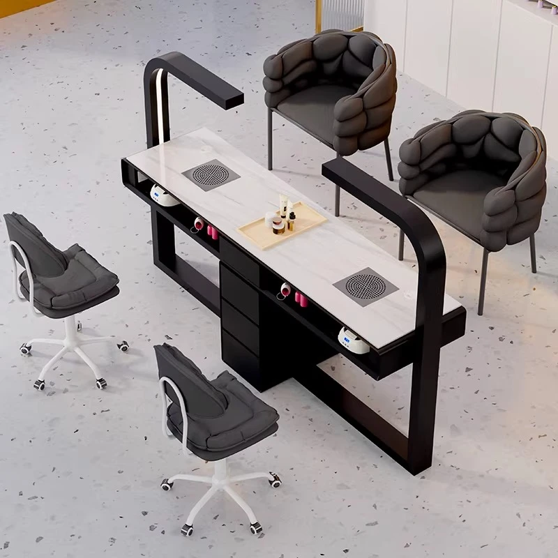 

Nordic Creative Multifunctional Manicure Table Modern Luxury Solid Wood Storage Manicure Tables Fashion Salon Furniture FYNT