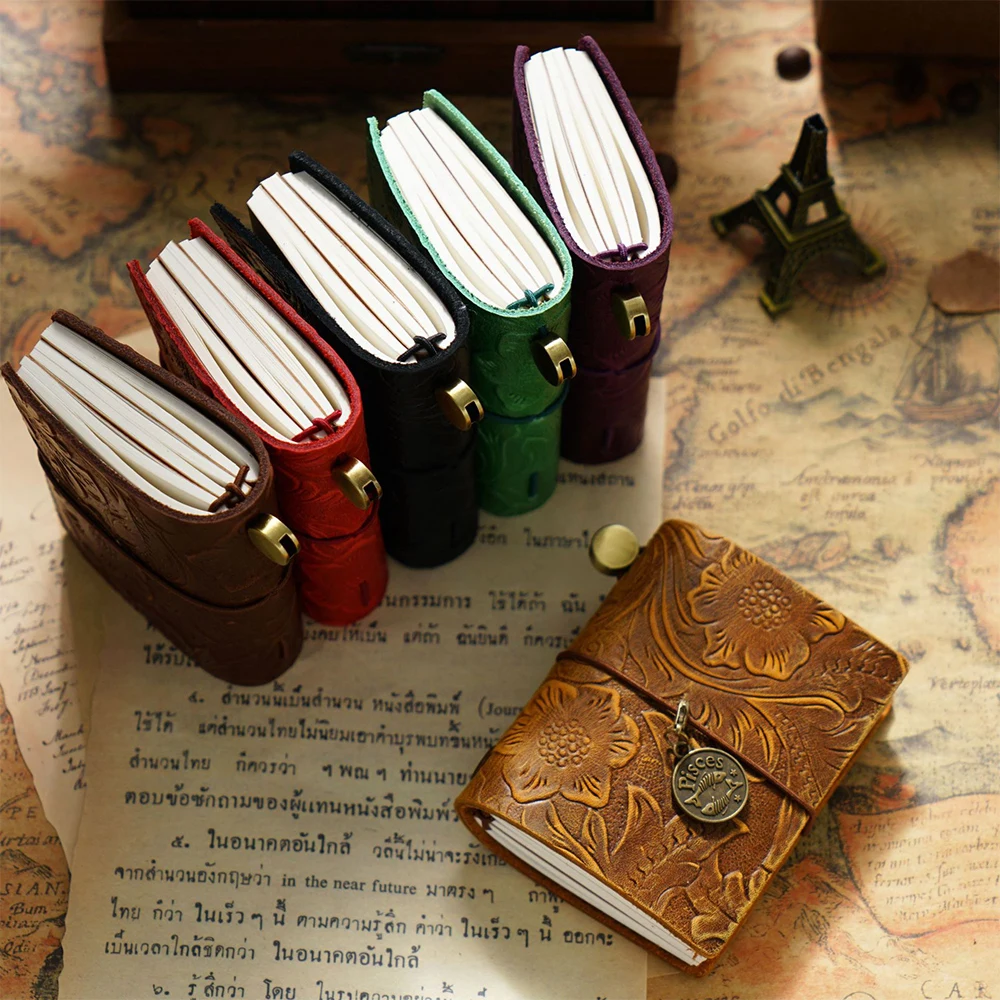 Mini Planner Notebook Portable Traveler's Notebook Genuine Leather Diary Book Retro Hand Ledger Cute Office School Stationery