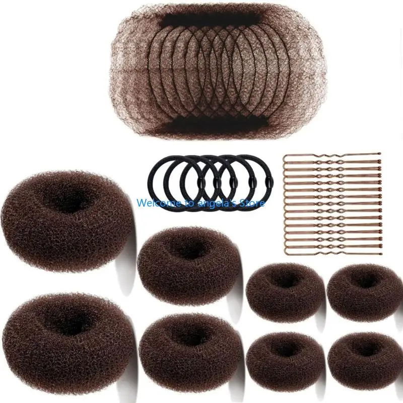 X4YC مجموعة واحدة من كعكة الشعر بحجم مناسب للسفر لتصفيف الشعر من النايلون بسهولة، ملحقات شعر آمنة لإصلاح الكعك الفوضوي ومعظم