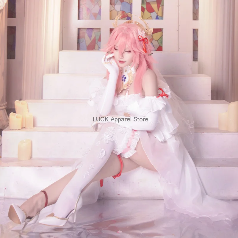 Genshin Impact Cosplay Costume Eight Heavenly Godson Marry Cosplay Costume Women Wedding Dress Game Suit